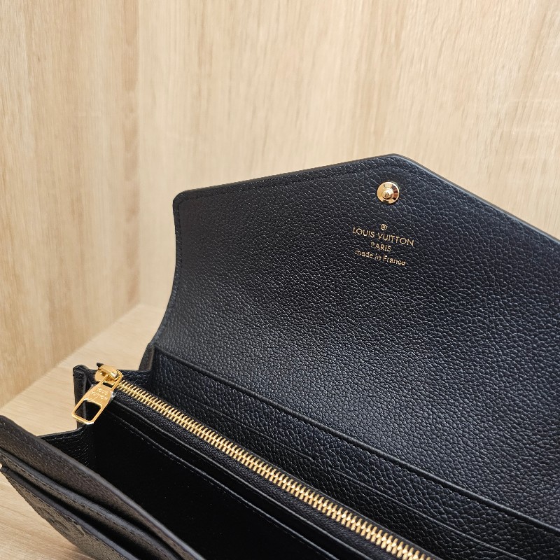 [品況新 經典LV長夾❣️] LV黑牛皮壓紋金釦Sarah信封長夾-14