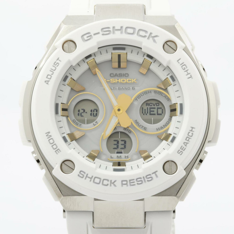 卡西歐 G-SHOCK G-STEEL 中型系列 GSTW3007AJF 男士手錶,白色樹脂錶殼,不鏽鋼錶帶-0