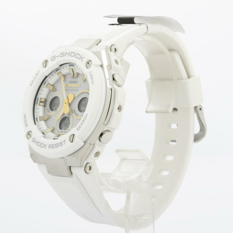 卡西歐 G-SHOCK G-STEEL 中型系列 GSTW3007AJF 男士手錶,白色樹脂錶殼,不鏽鋼錶帶-1