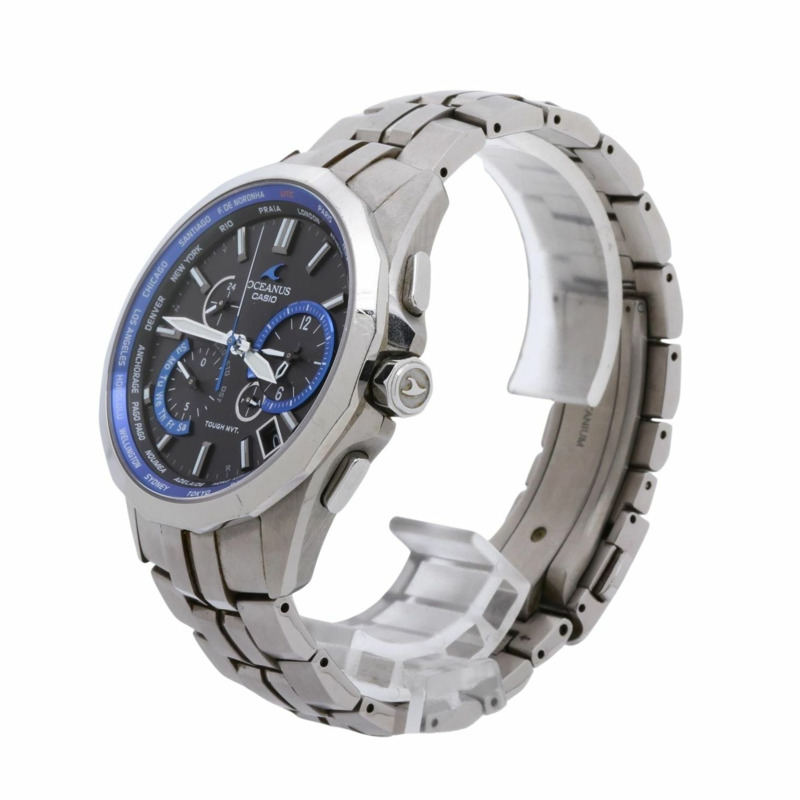 卡西歐 Oceanus Manta OCWS24001AJF 男士模擬腕錶,黑色和銀色,鈦金屬錶殼-1