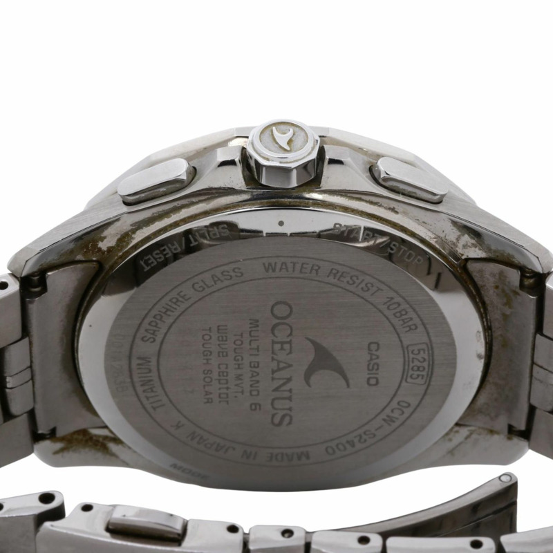 卡西歐 Oceanus Manta OCWS24001AJF 男士模擬腕錶,黑色和銀色,鈦金屬錶殼-3