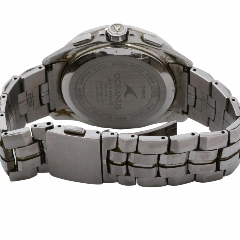 卡西歐 Oceanus Manta OCWS24001AJF 男士模擬腕錶,黑色和銀色,鈦金屬錶殼-4