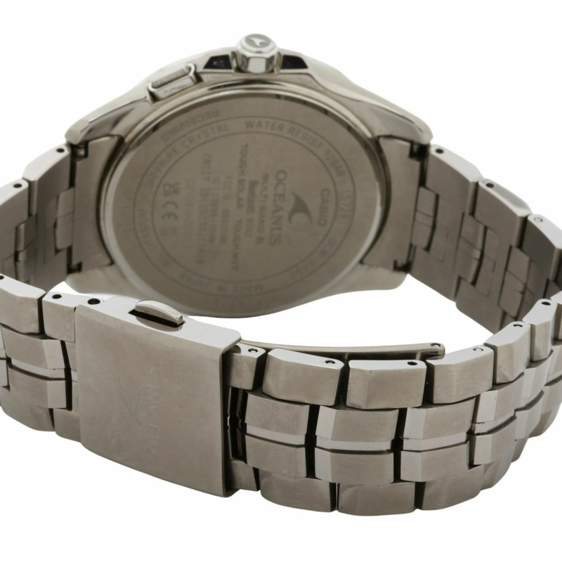 卡西歐 Oceanus Manta S400 系列腕錶 OCWS4001AJF 黑色銀色鈦金屬男士模擬腕錶-4