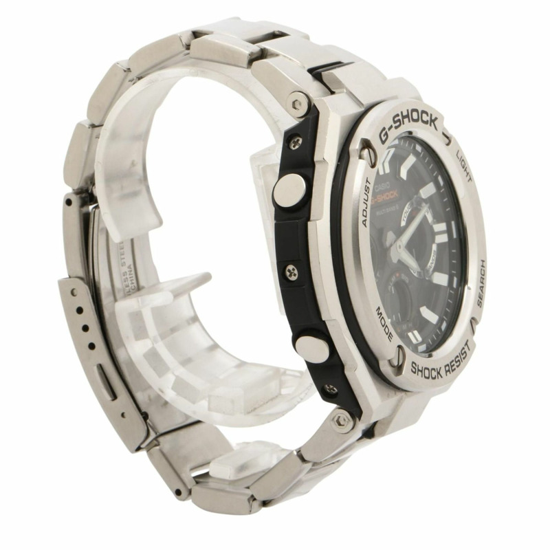 卡西歐 G-SHOCK G-STEEL GSTW100 系列男士腕錶 (GSTW110D1AJF)，黑色和銀色樹脂錶帶搭配不鏽鋼錶殼。-2