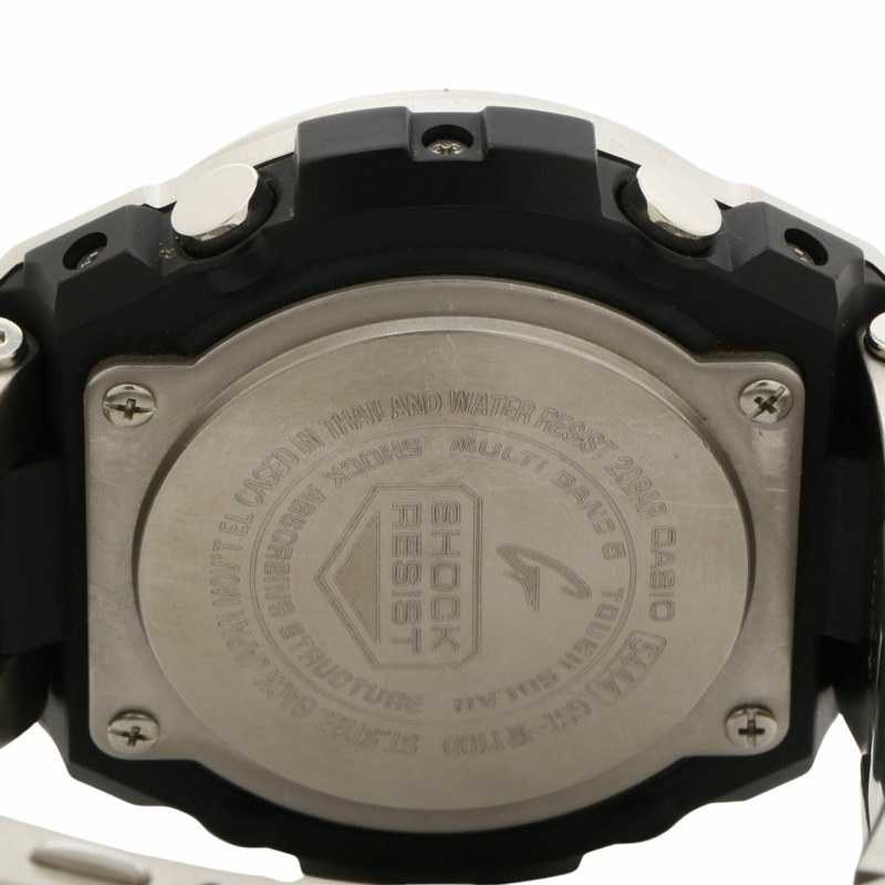 卡西歐 G-SHOCK G-STEEL GSTW100 系列男士腕錶 (GSTW110D1AJF)，黑色和銀色樹脂錶帶搭配不鏽鋼錶殼。-3