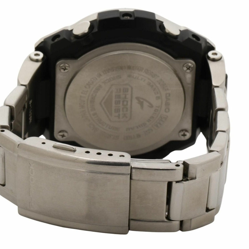 卡西歐 G-SHOCK G-STEEL GSTW100 系列男士腕錶 (GSTW110D1AJF)，黑色和銀色樹脂錶帶搭配不鏽鋼錶殼。-4