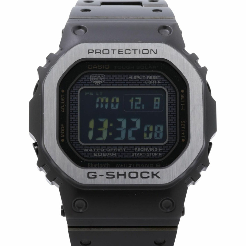 卡西歐 G-SHOCK 全金屬 5000 系列 GMWB5000MB1JF 黑色不鏽鋼男士數位手錶-0