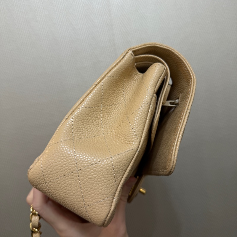 Chanel 奶茶色荔枝皮金釦COCO25-3