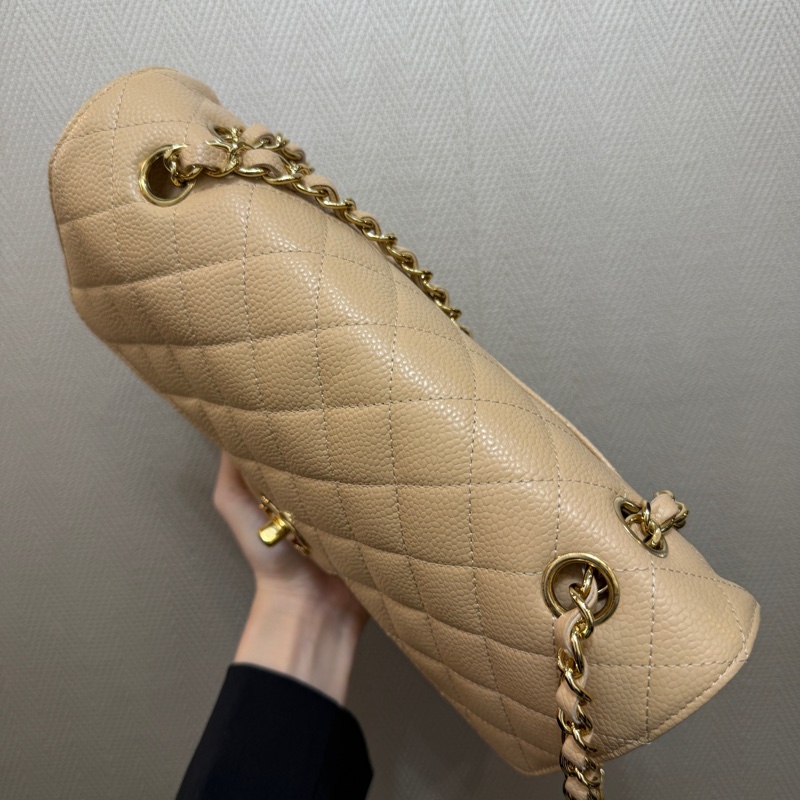 Chanel 奶茶色荔枝皮金釦COCO25-4