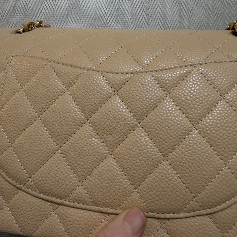 Chanel 奶茶色荔枝皮金釦COCO25-6