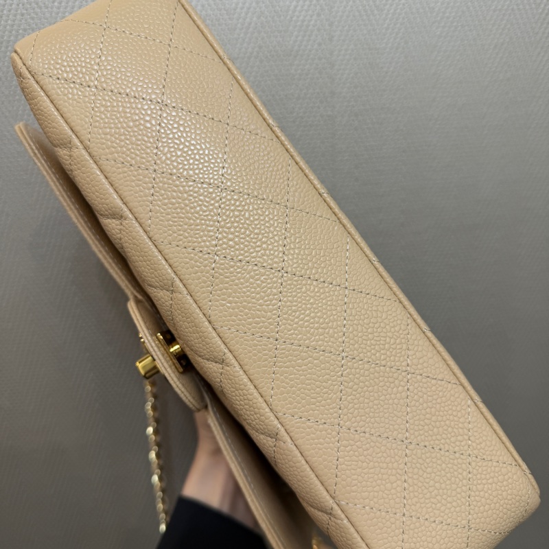 Chanel 奶茶色荔枝皮金釦COCO25-8