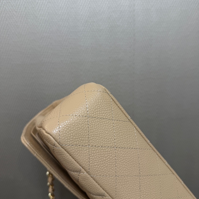 Chanel 奶茶色荔枝皮金釦COCO25-9