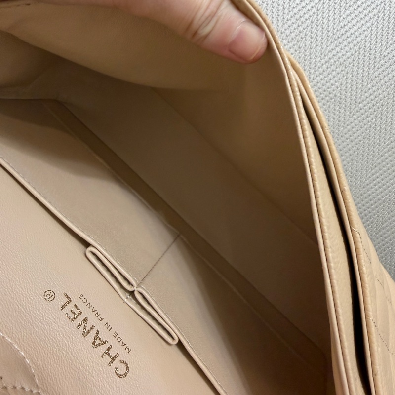 Chanel 奶茶色荔枝皮金釦COCO25-15