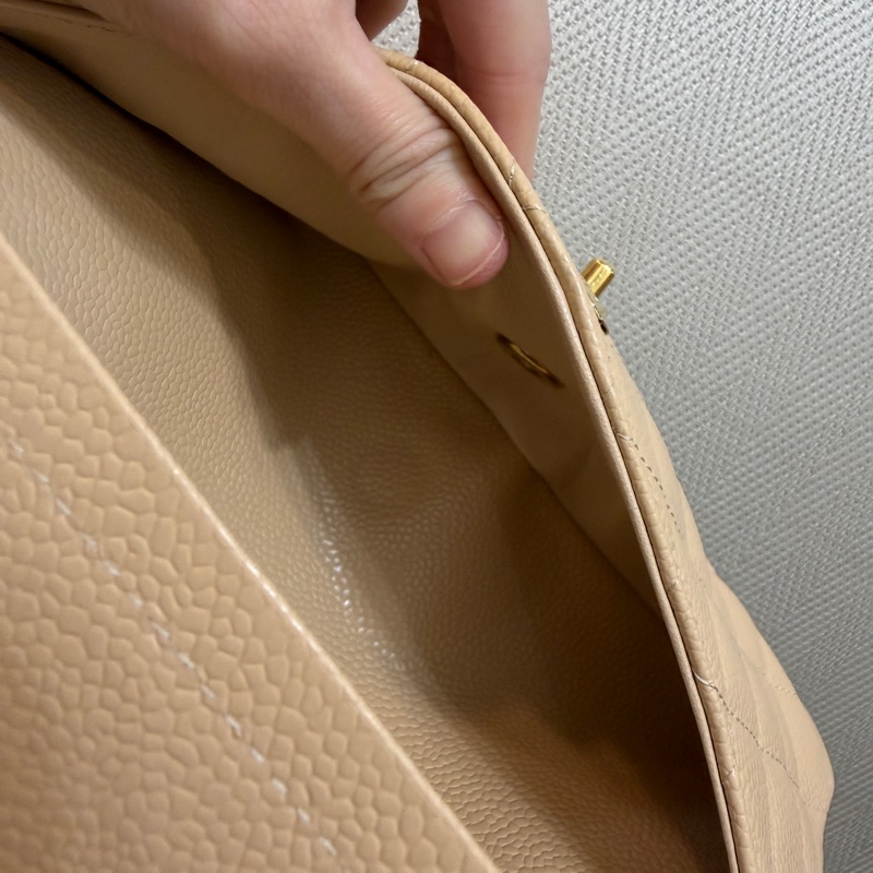 Chanel 奶茶色荔枝皮金釦COCO25-16