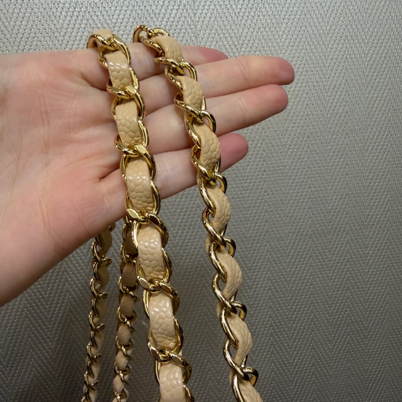 Chanel 奶茶色荔枝皮金釦COCO25-18