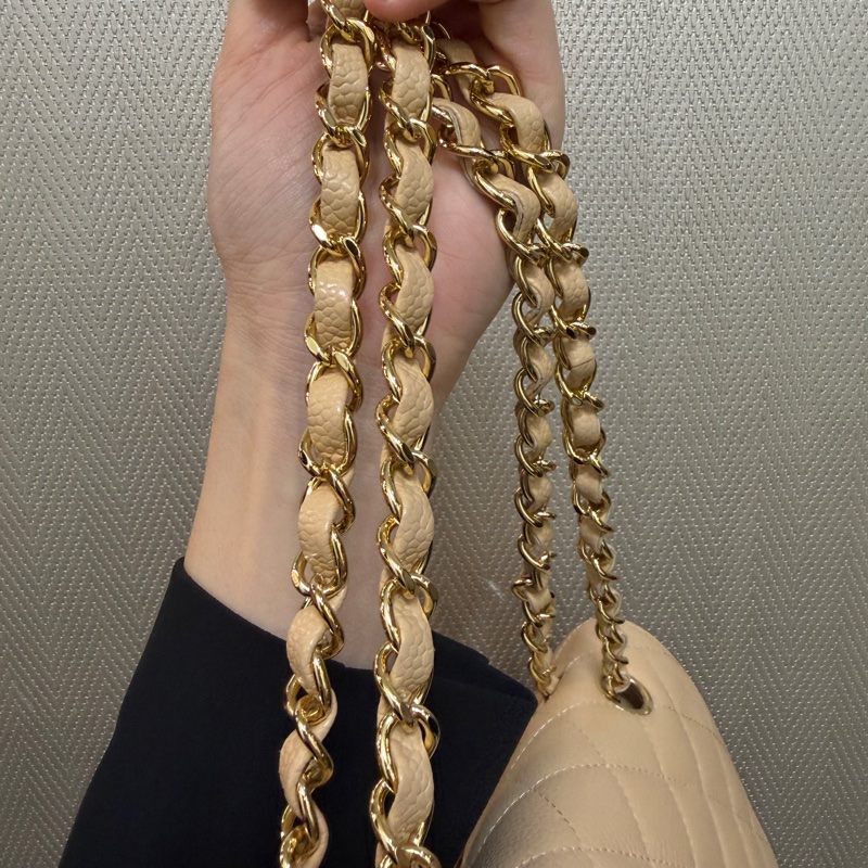 Chanel 奶茶色荔枝皮金釦COCO25-19