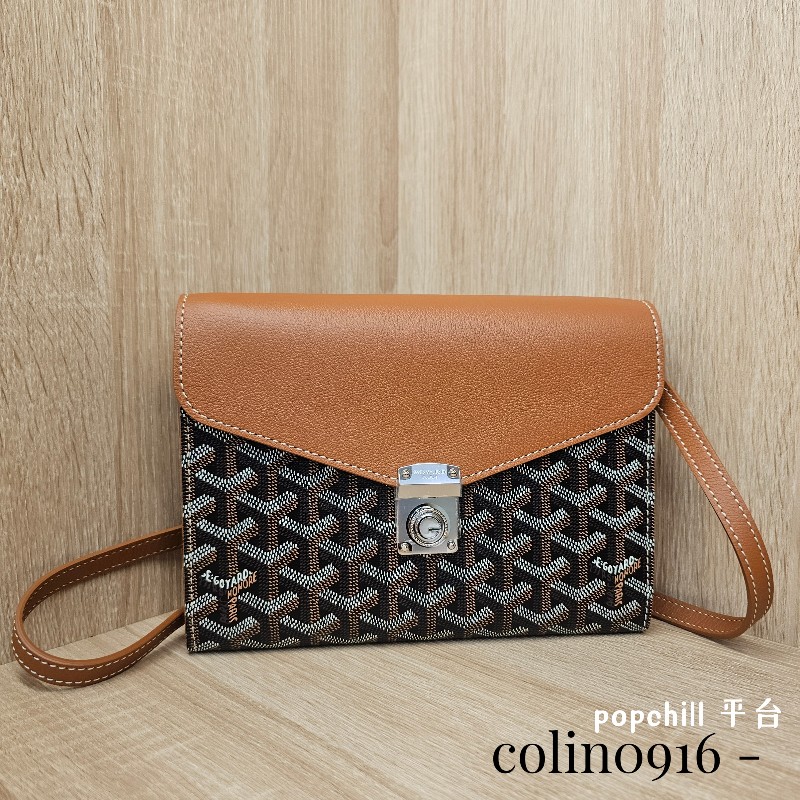 [未使用新品❣️平台最甜價出] Goyard棕色牛皮老花Chypre斜背WOC-0