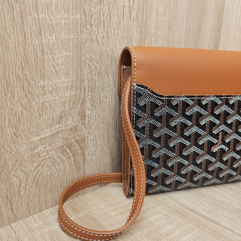 [未使用新品❣️平台最甜價出] Goyard棕色牛皮老花Chypre斜背WOC-2