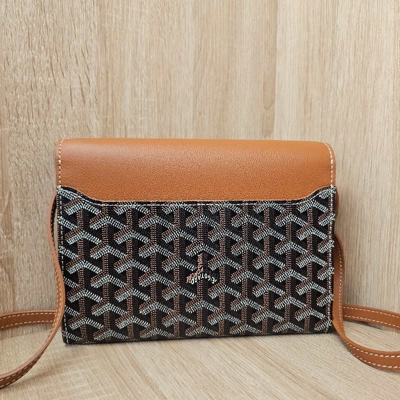 [未使用新品❣️平台最甜價出] Goyard棕色牛皮老花Chypre斜背WOC-3