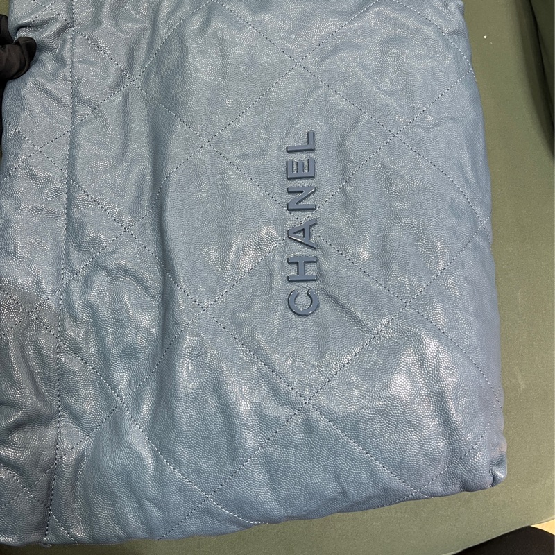 Chanel 22 bag small 小號 荔枝牛皮 垃圾袋 灰藍色-3