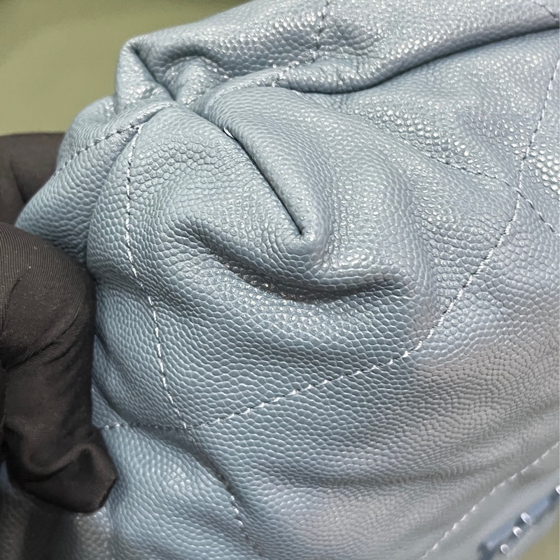 Chanel 22 bag small 小號 荔枝牛皮 垃圾袋 灰藍色-8