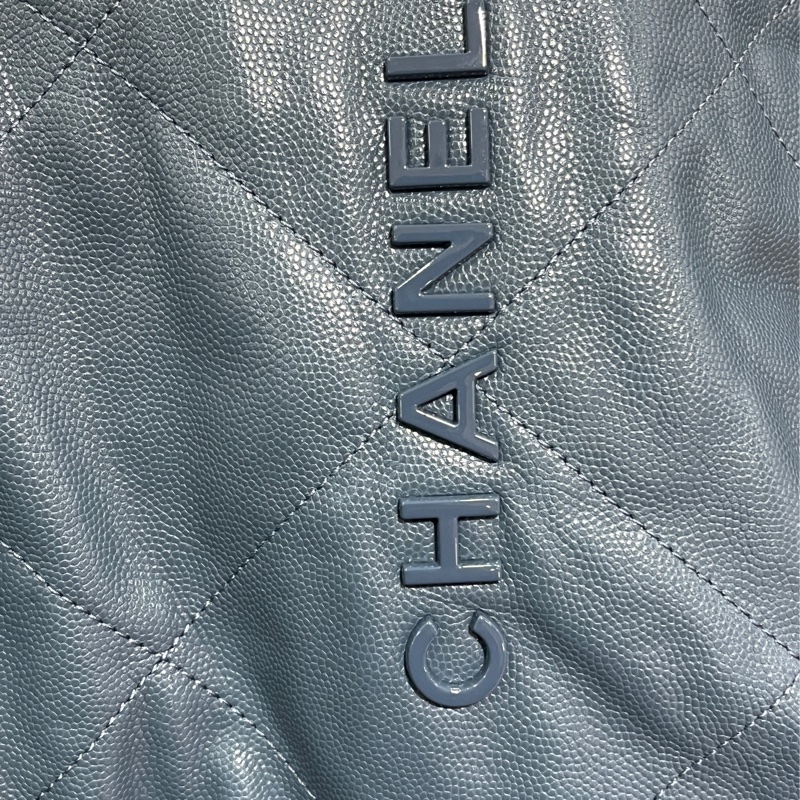 Chanel 22 bag small 小號 荔枝牛皮 垃圾袋 灰藍色-10