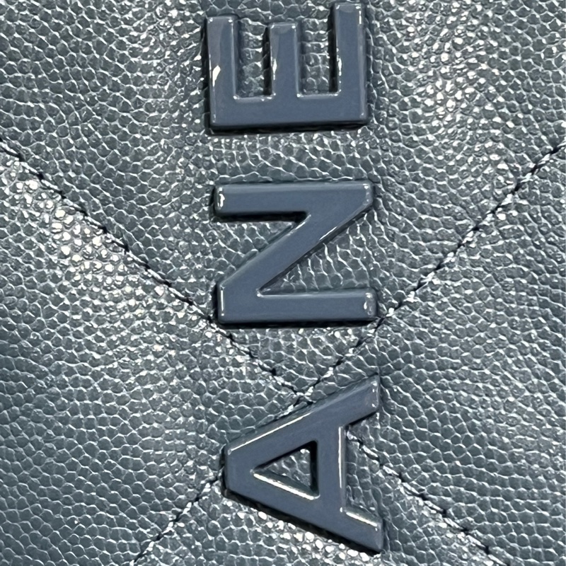 Chanel 22 bag small 小號 荔枝牛皮 垃圾袋 灰藍色-13