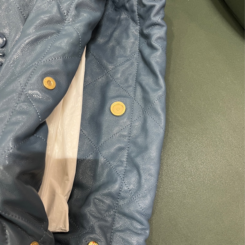 Chanel 22 bag small 小號 荔枝牛皮 垃圾袋 灰藍色-15