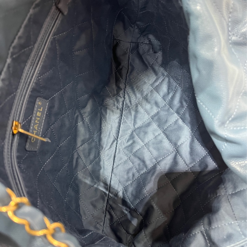 Chanel 22 bag small 小號 荔枝牛皮 垃圾袋 灰藍色-25