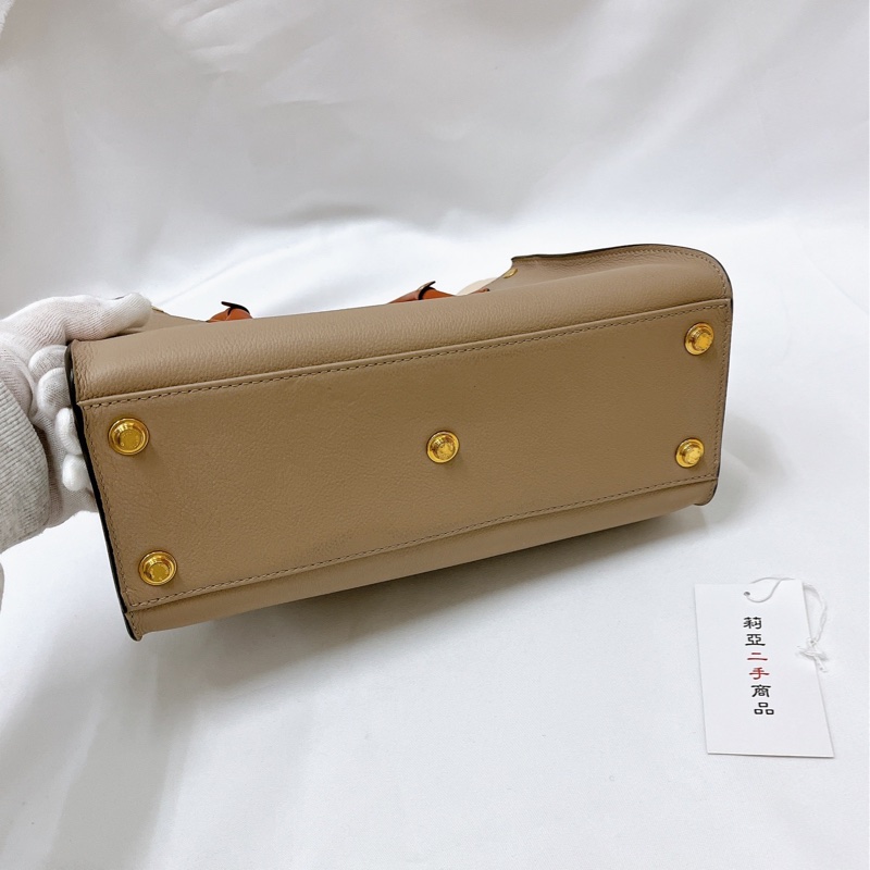 莉亞精品♡LV M53825 ON MY SIDE MM 奶茶拼色托特斜背包 二手-6