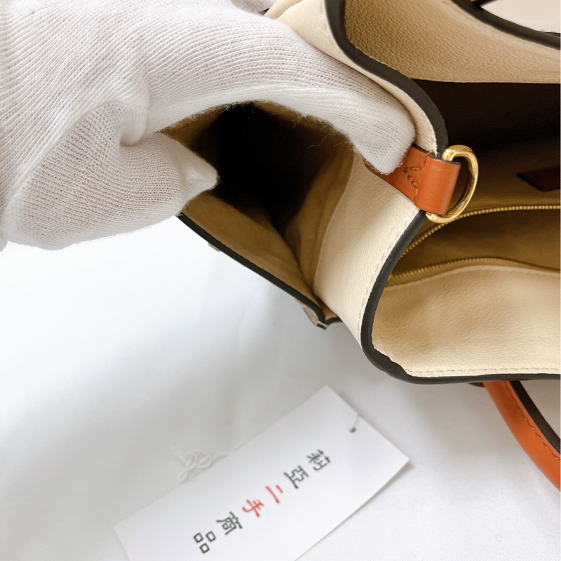 莉亞精品♡LV M53825 ON MY SIDE MM 奶茶拼色托特斜背包 二手-20