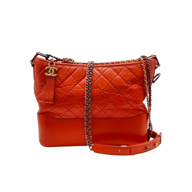 【包稅】CHANEL Gabrielle 肩背包 橘色 CHB071661-0