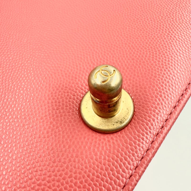 CHANEL - 粉色荔枝皮金釦BOY 25斜背包-20