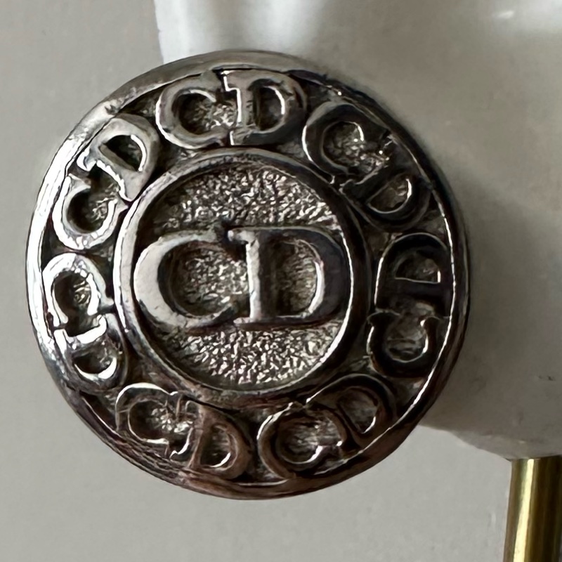 Christian Dior 復古CD標誌圓形銀色耳環-10