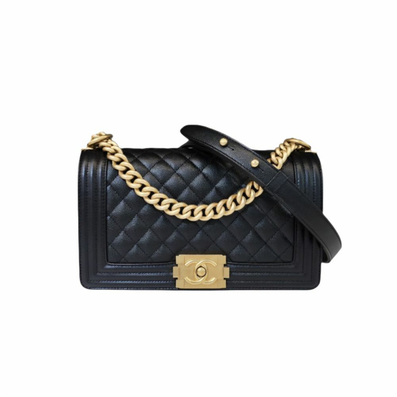 【包稅】CHANEL 中型 A67086 Boy Bag 魚子醬黑色內襯晶片 CHB081819-0
