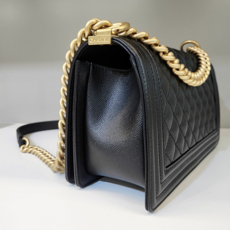 【包稅】CHANEL 中型 A67086 Boy Bag 魚子醬黑色內襯晶片 CHB081819-1