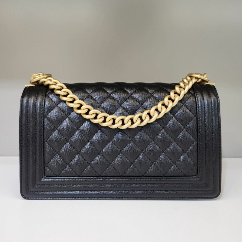 【包稅】CHANEL 中型 A67086 Boy Bag 魚子醬黑色內襯晶片 CHB081819-3