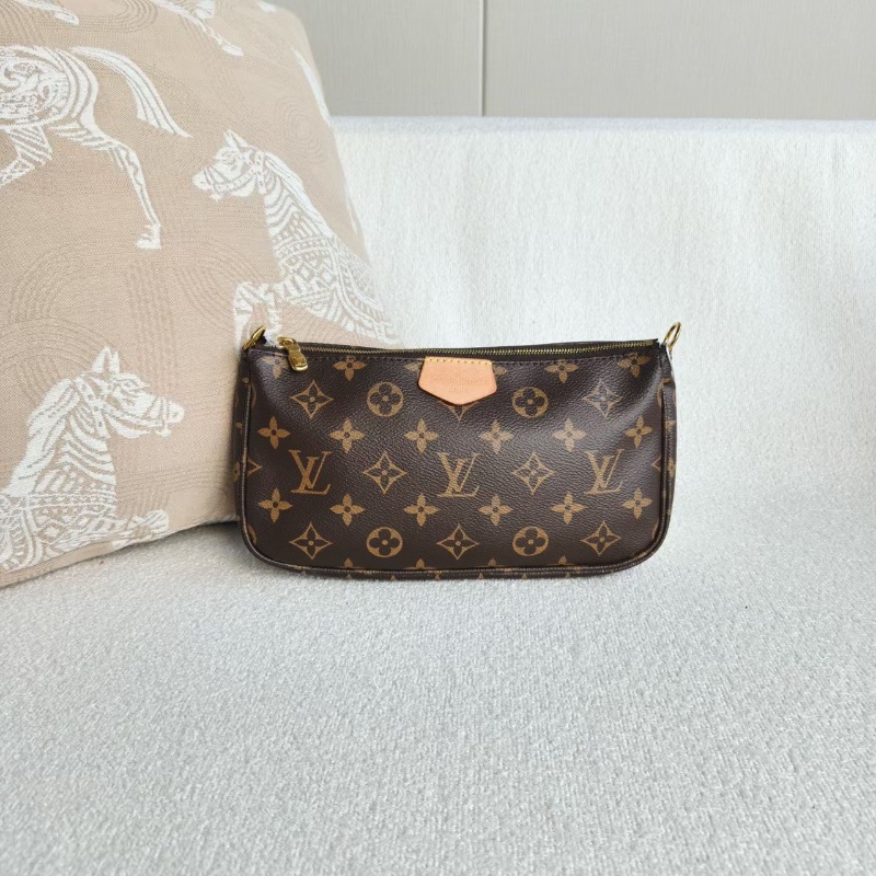 LV老花粉肩帶五合一 芯片款24*13*4  98新配件塵袋-4