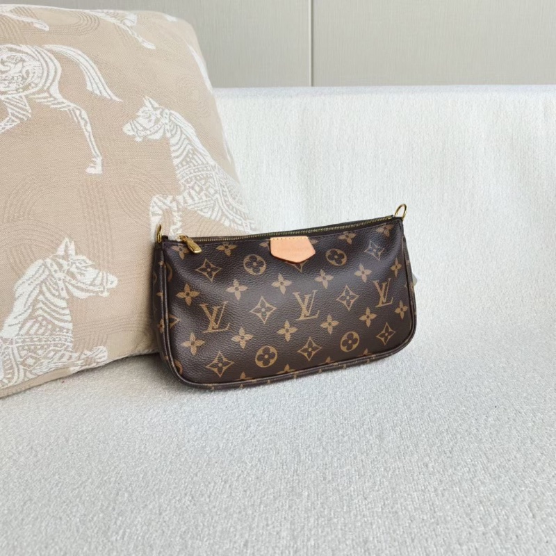 LV老花粉肩帶五合一 芯片款24*13*4  98新配件塵袋-5