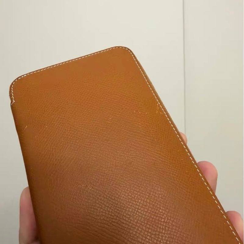 愛馬仕 Hermès Silk’In 長夾｜焦糖金棕EPSOM｜黃底印花絲綢內裡｜拉鍊款-1