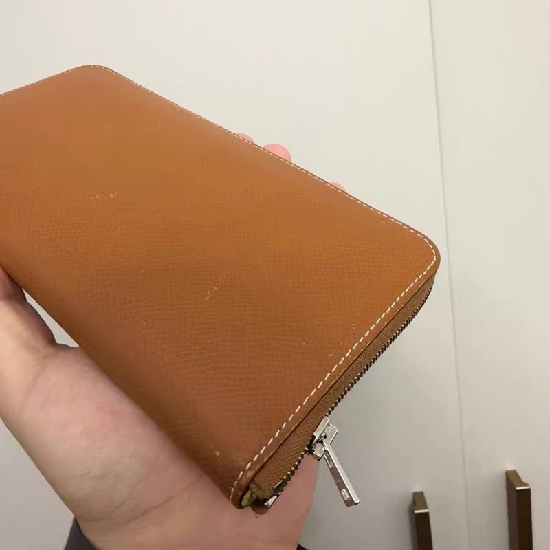 愛馬仕 Hermès Silk’In 長夾｜焦糖金棕EPSOM｜黃底印花絲綢內裡｜拉鍊款-2