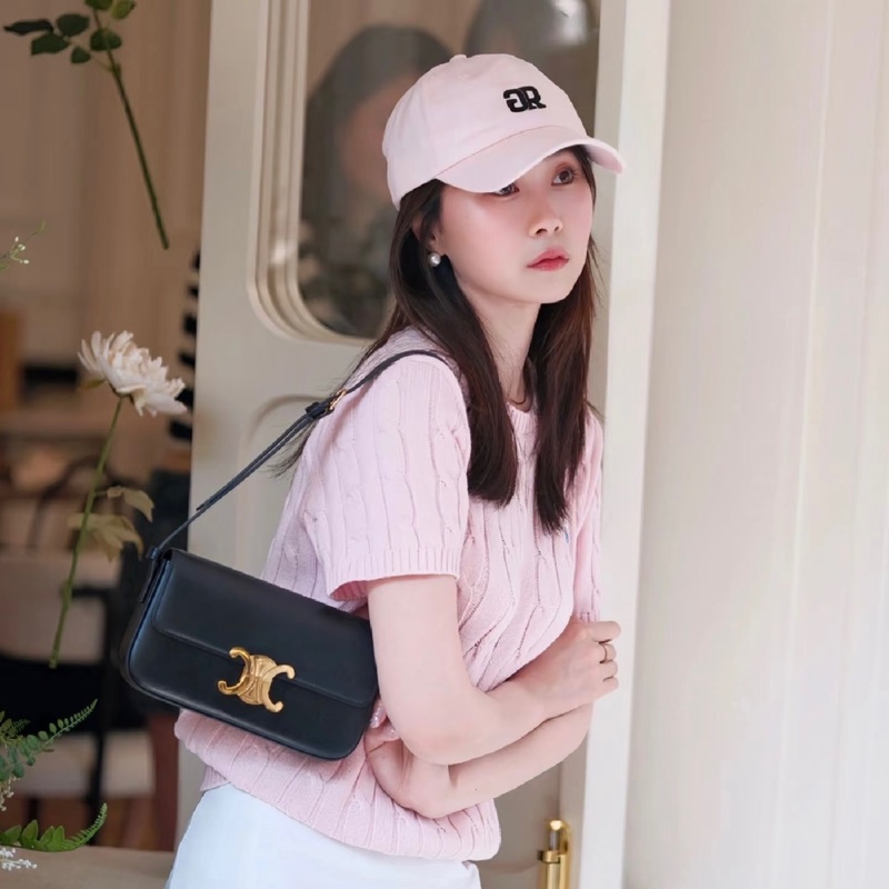 「JL精品代購」 9新 CELINE 黑金凱旋門腋下包-1