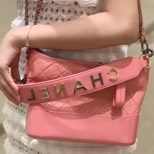 CHANEL - 粉色羊皮菱格流浪包-中號-5