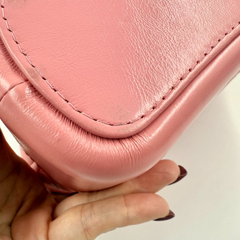 CHANEL - 粉色羊皮菱格流浪包-中號-7