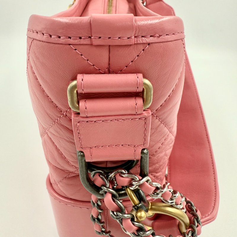 CHANEL - 粉色羊皮菱格流浪包-中號-11