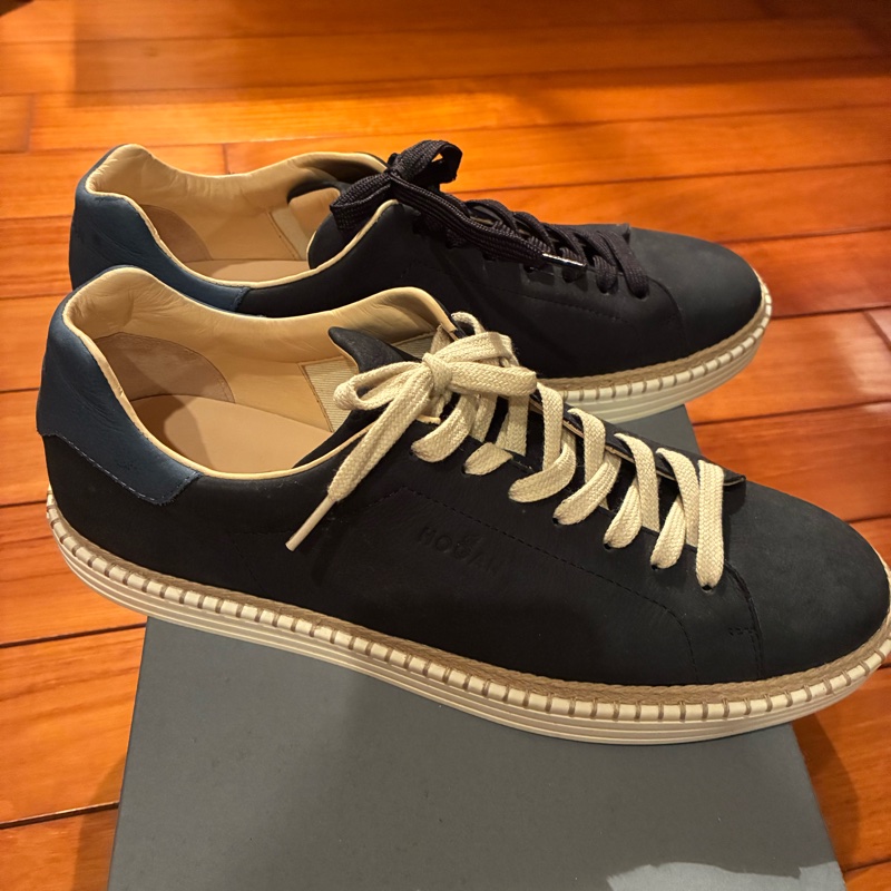 HOGAN 深藍色皮革休閒鞋～全新-0