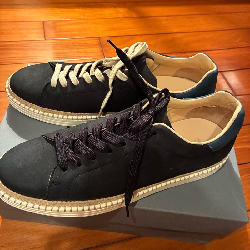 HOGAN 深藍色皮革休閒鞋～全新-2