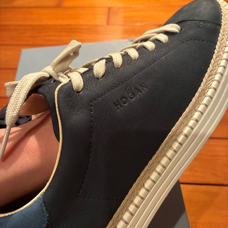 HOGAN 深藍色皮革休閒鞋～全新-5