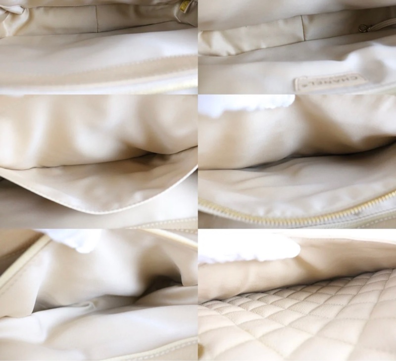 「JL精品代購」 98新 Chanel 香奈兒 荔枝牛皮Gst 奶油色 托特包-7