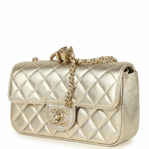 CHANEL - 金色荔枝皮雙c調節釦 Mini CF